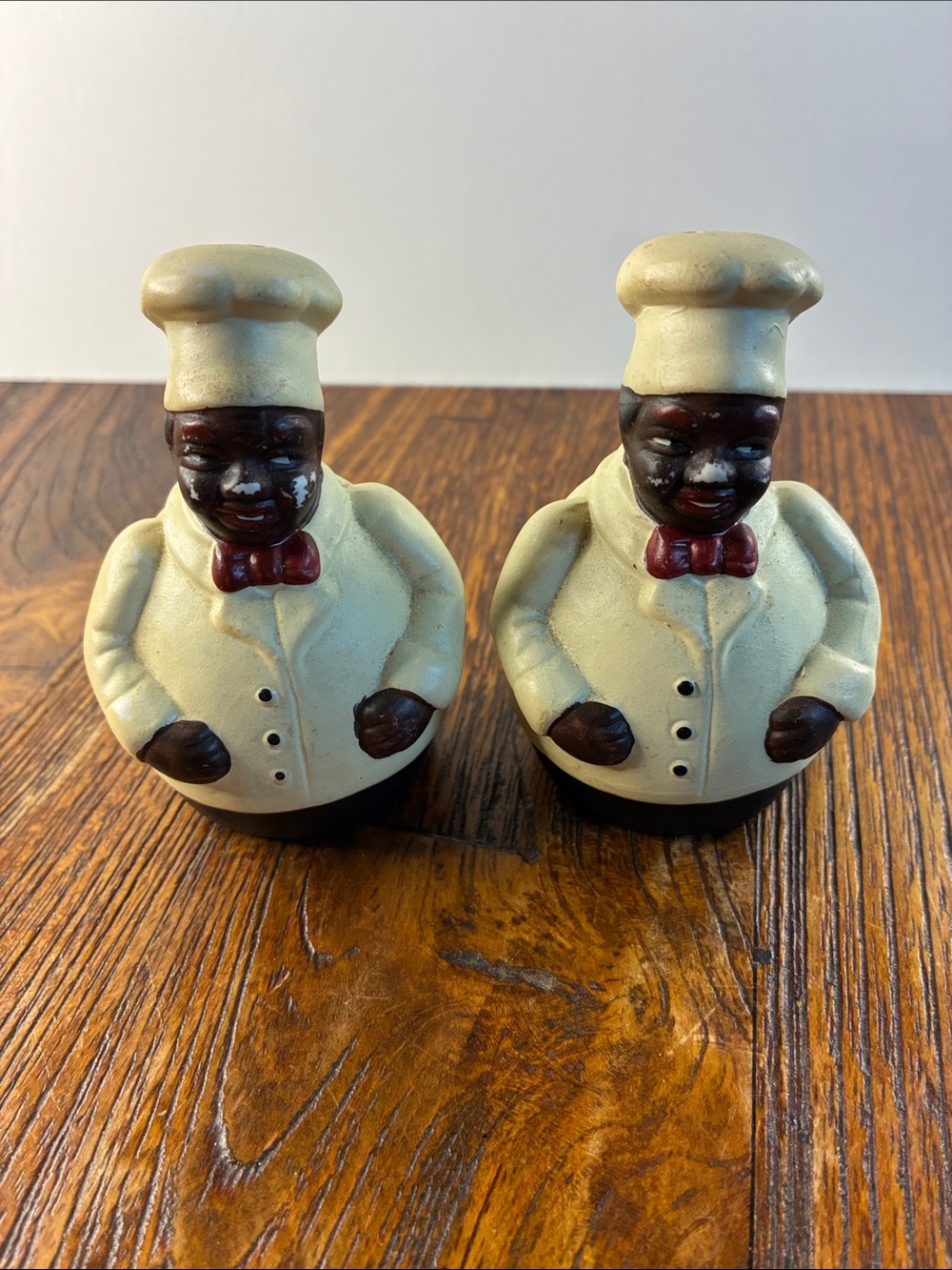 Black Americana, baker, chef, cook, salt, and pepper shakers porcelain
